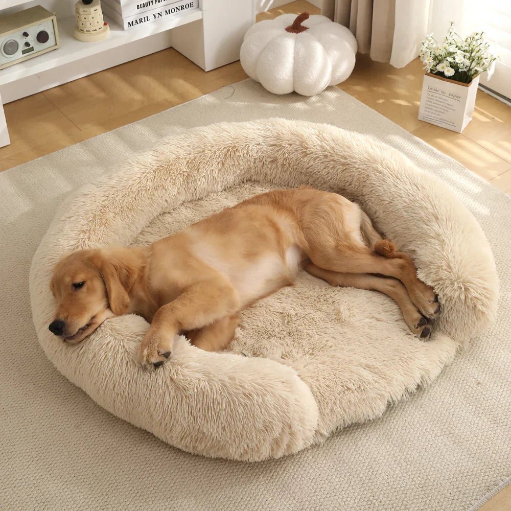 Semi-Open Round Dog Bed — Ultra-Soft Plush & Washable Cover 9