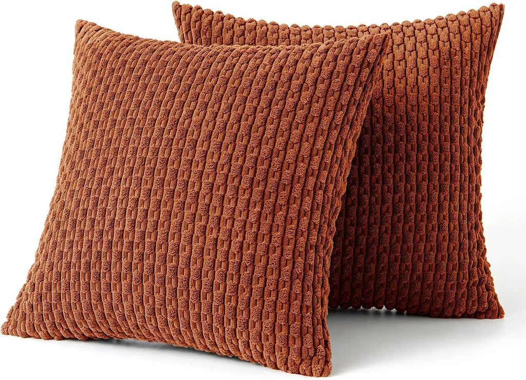 Soft Corduroy Throw Pillow — Raised Texture Sofa & Bed Cover 10