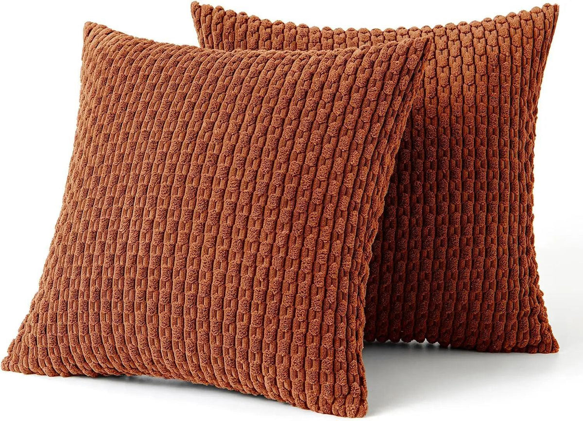 Soft Corduroy Throw Pillow — Raised Texture Sofa & Bed Cover 10