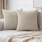 Soft Corduroy Throw Pillow — Raised Texture Sofa & Bed Cover 11