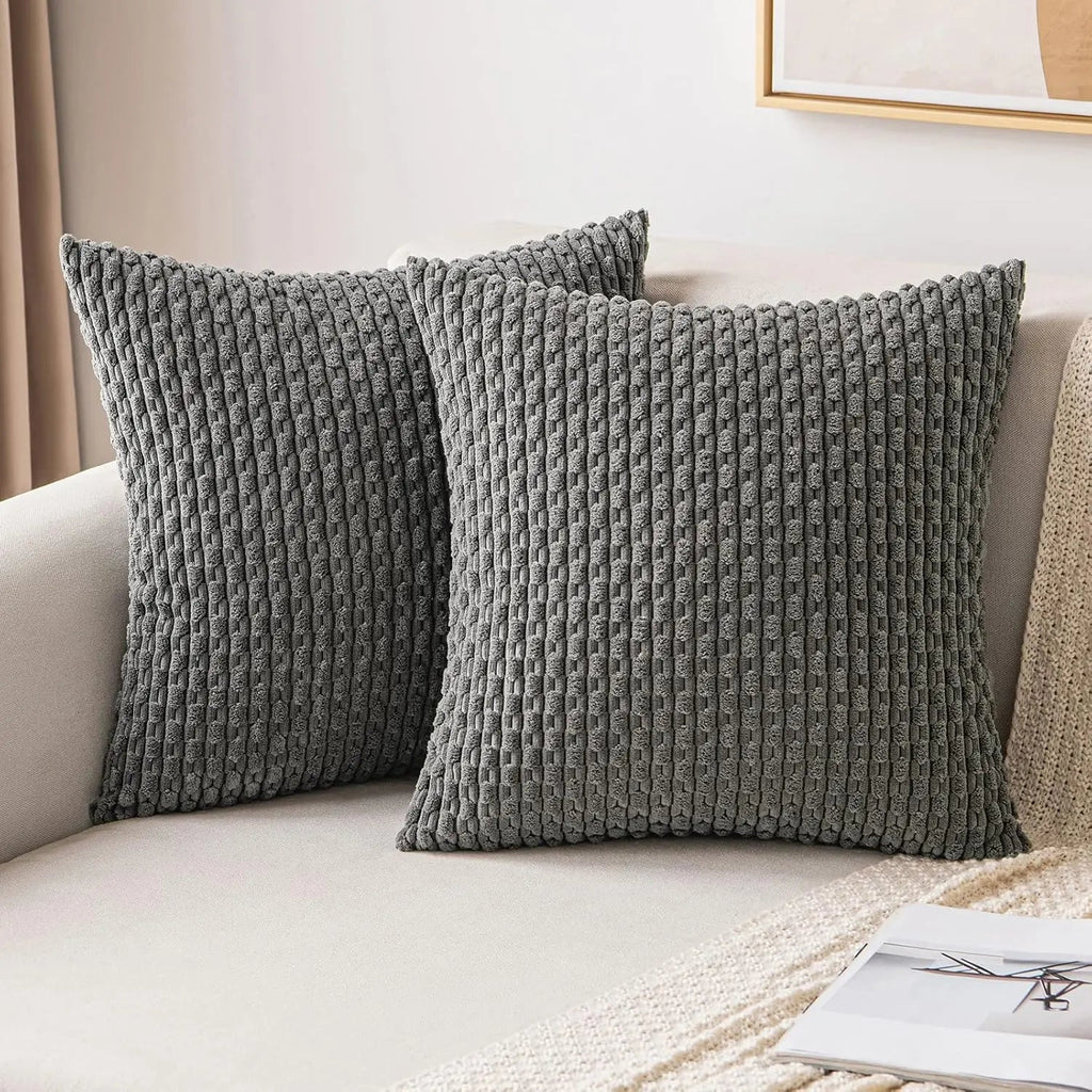 Soft Corduroy Throw Pillow — Raised Texture Sofa & Bed Cover 12
