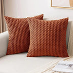Soft Corduroy Throw Pillow — Raised Texture Sofa & Bed Cover 5