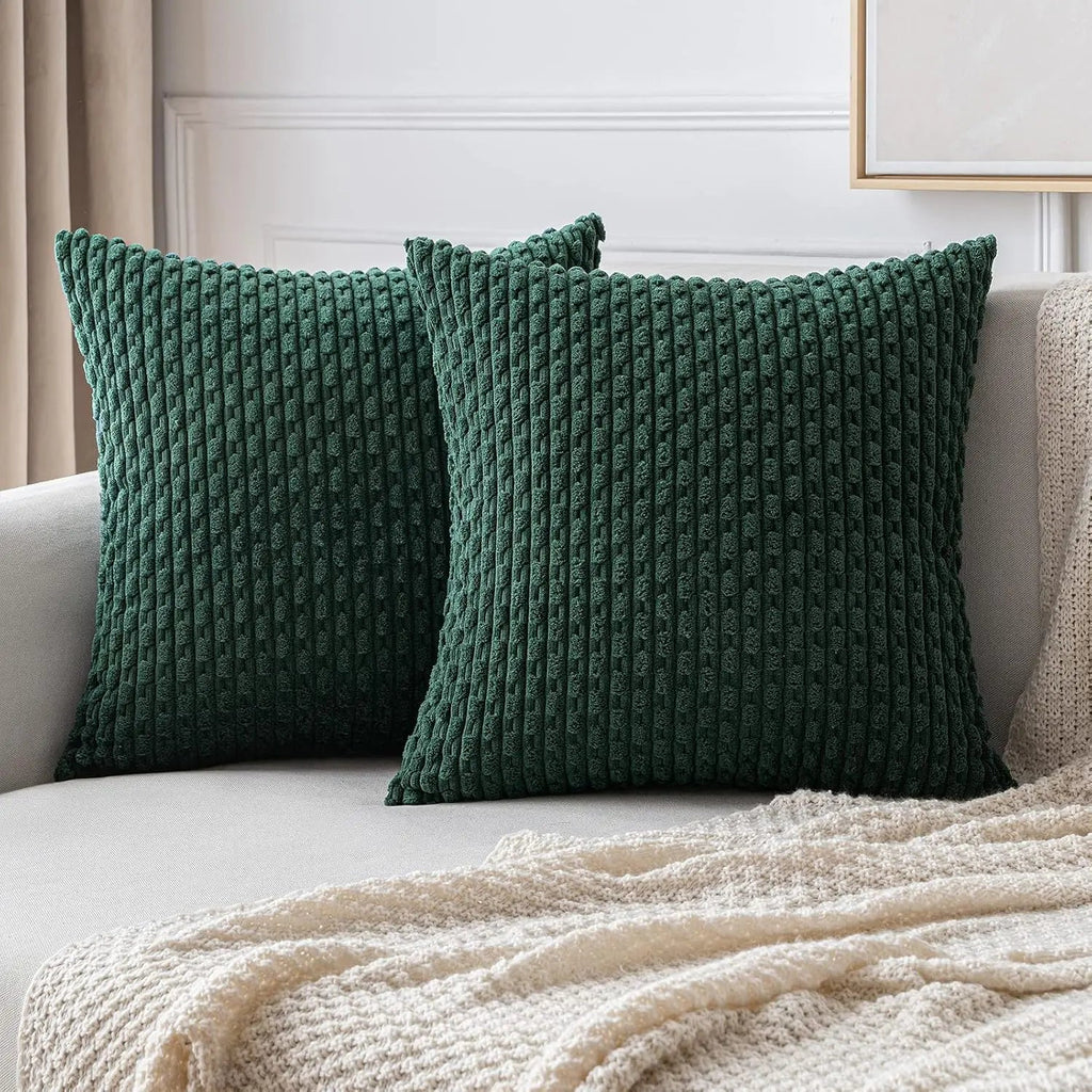 Soft Corduroy Throw Pillow — Raised Texture Sofa & Bed Cover 1