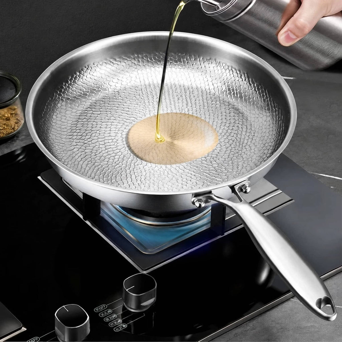 Honeycomb Non-Stick Stainless Steel Pan — Gas & Induction 2