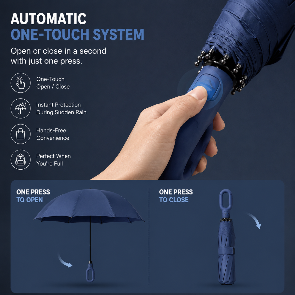 Windproof Auto Umbrella — 8-Rib UV Protection Compact 7