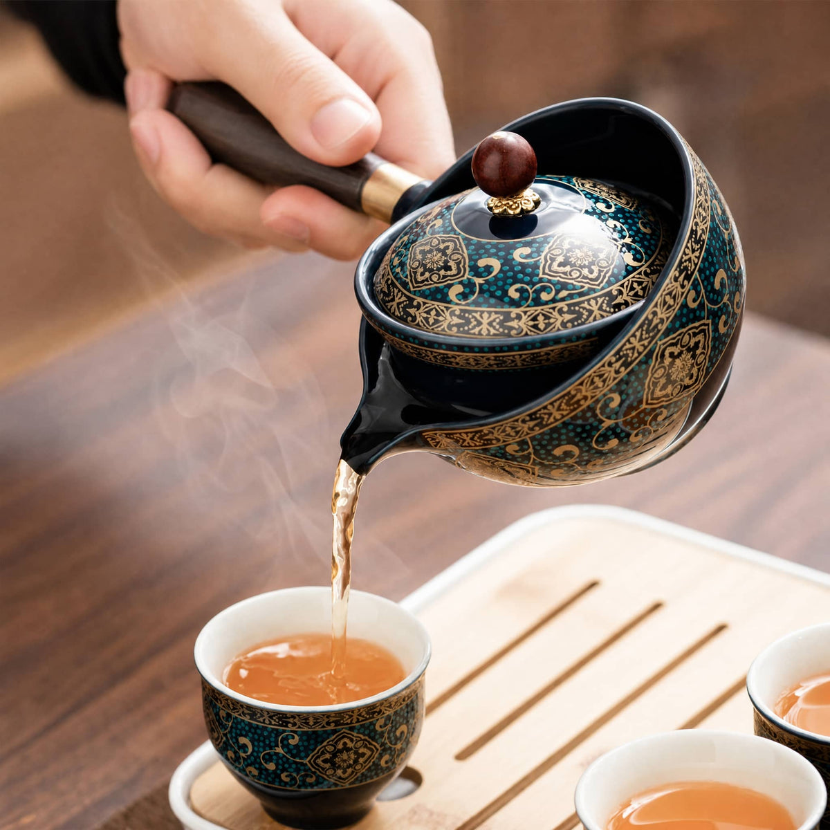 Travel Kung Fu Tea Set — 360° Rotating Ceramic Teapot & Bag 2