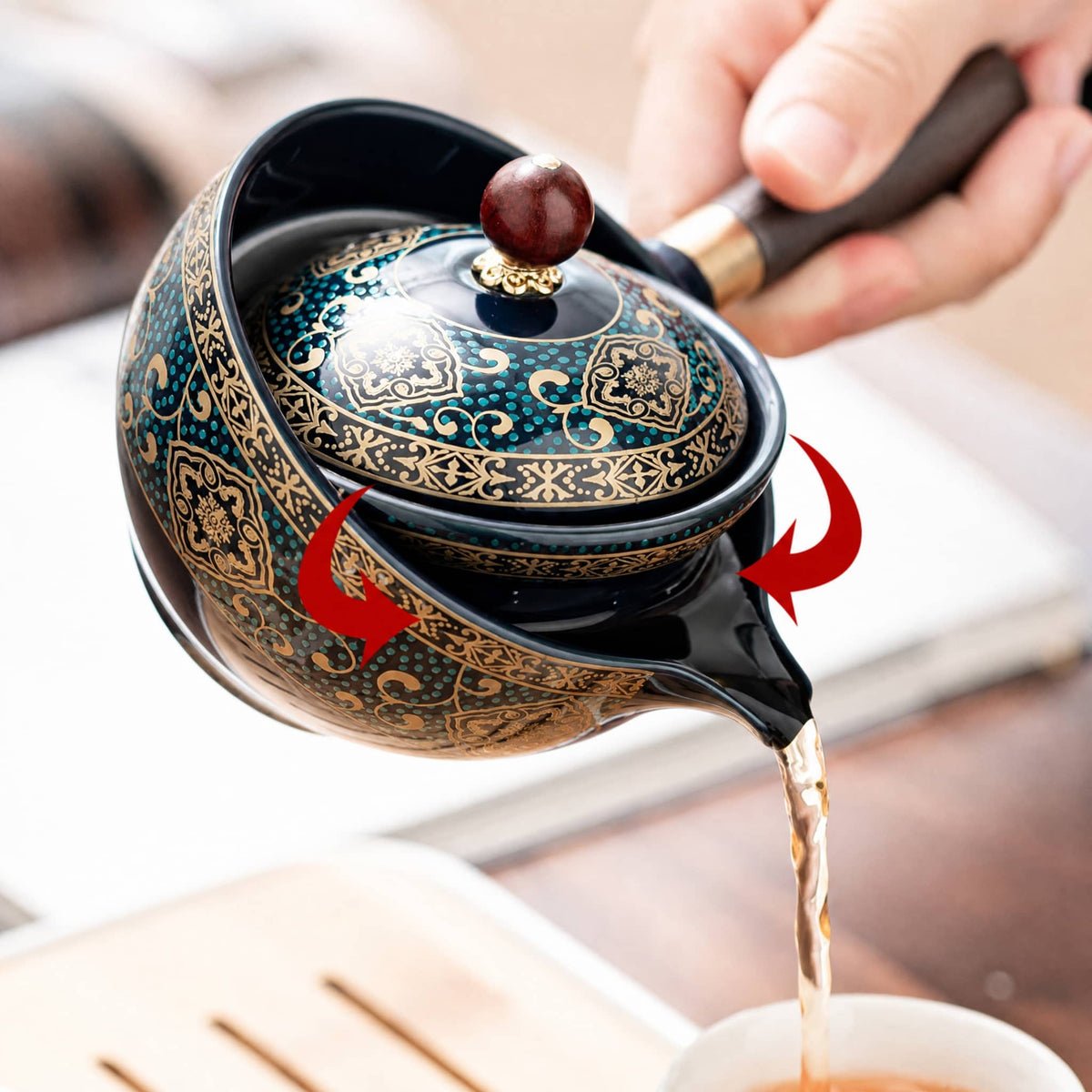 Travel Kung Fu Tea Set — 360° Rotating Ceramic Teapot & Bag 3