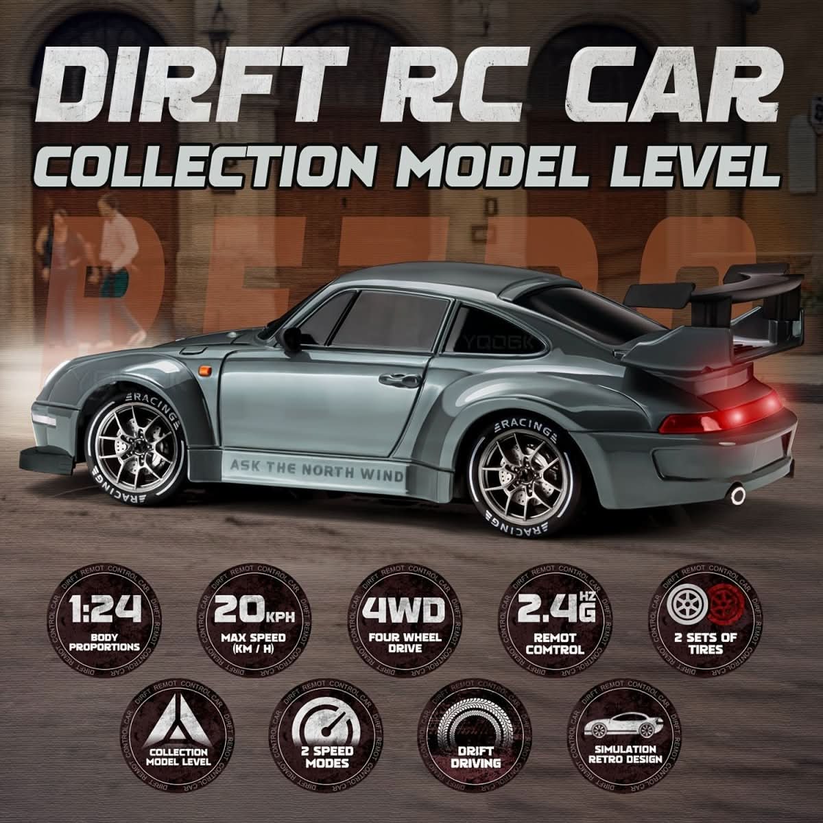 RC Car with LED Wheels & 4WD — 1:24 Scale Drift Racer 5