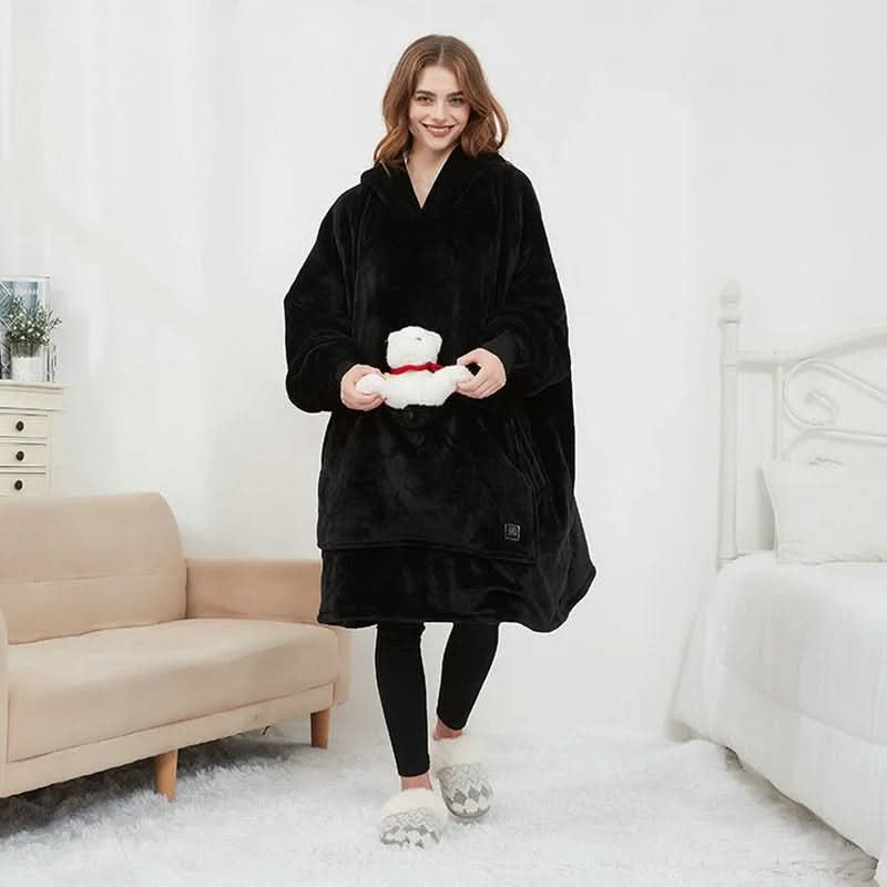 USB Heated Hoodie Blanket — Oversized One Size Fleece Wrap 10