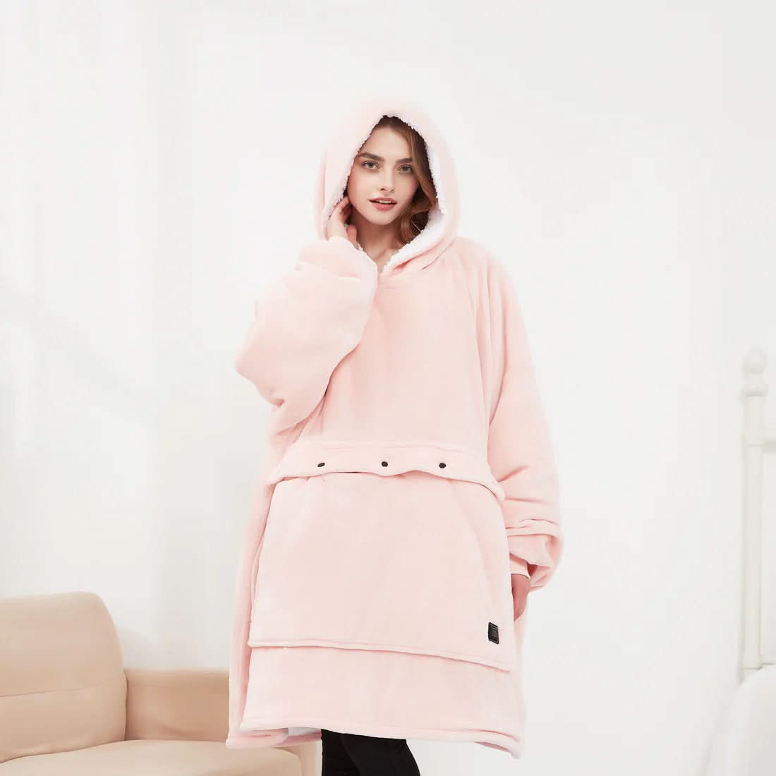 USB Heated Hoodie Blanket — Oversized One Size Fleece Wrap 11