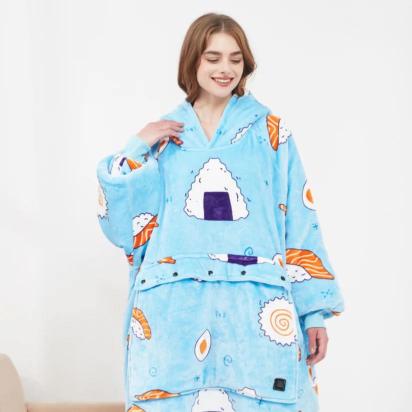 USB Heated Hoodie Blanket — Oversized One Size Fleece Wrap 12