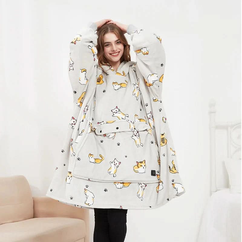 USB Heated Hoodie Blanket — Oversized One Size Fleece Wrap 13