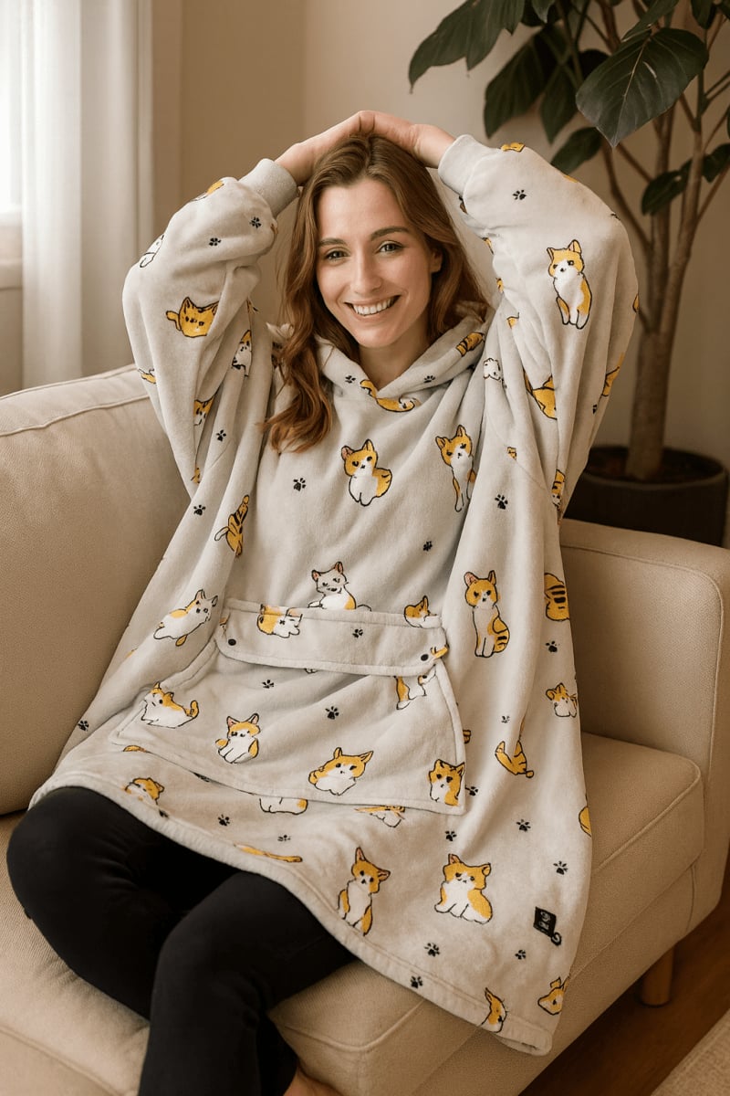 USB Heated Hoodie Blanket — Oversized One Size Fleece Wrap 14