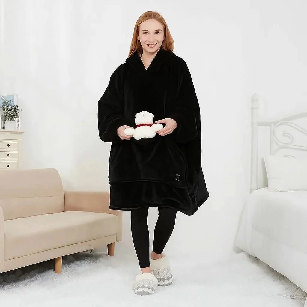USB Heated Hoodie Blanket — Oversized One Size Fleece Wrap 15