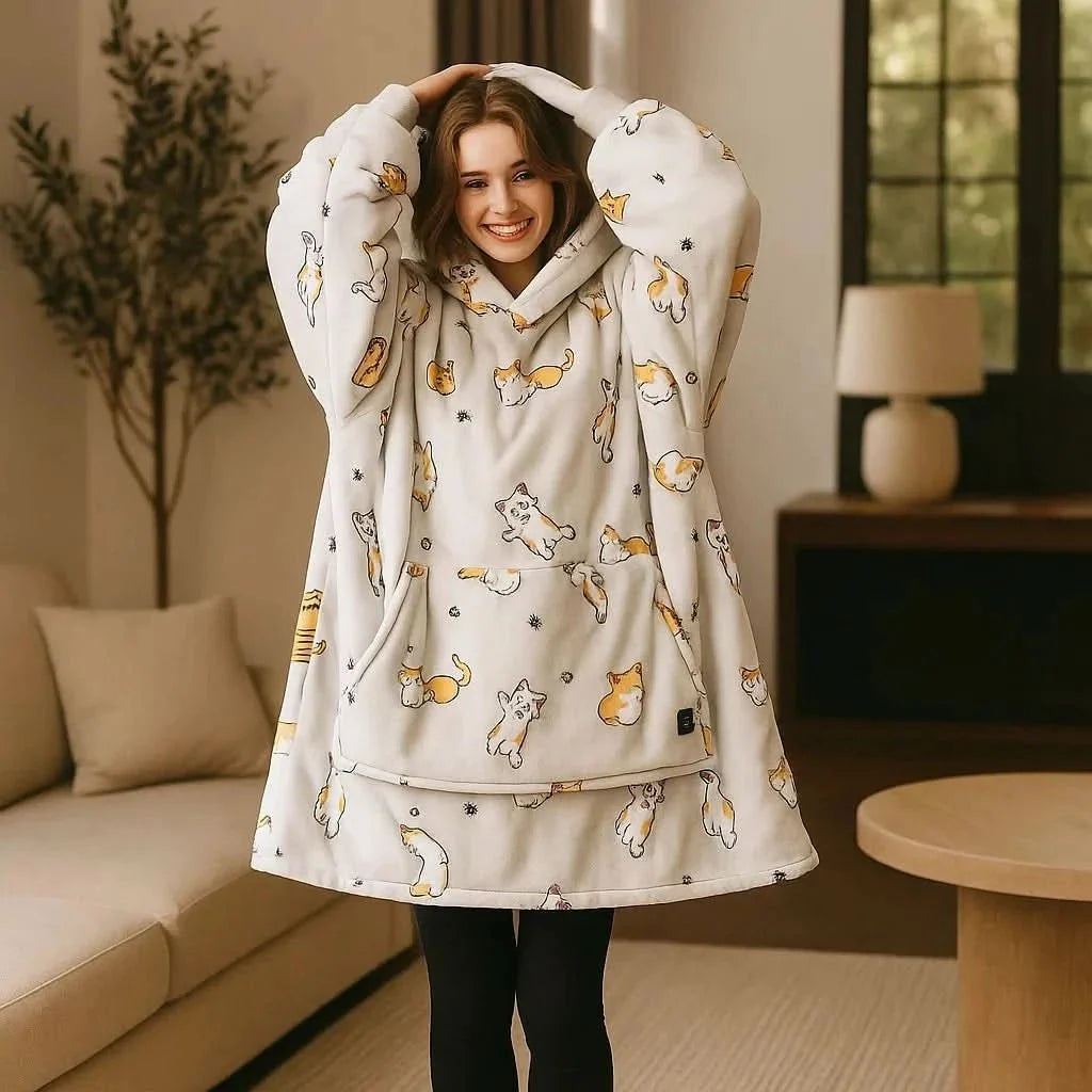 USB Heated Hoodie Blanket — Oversized One Size Fleece Wrap 20