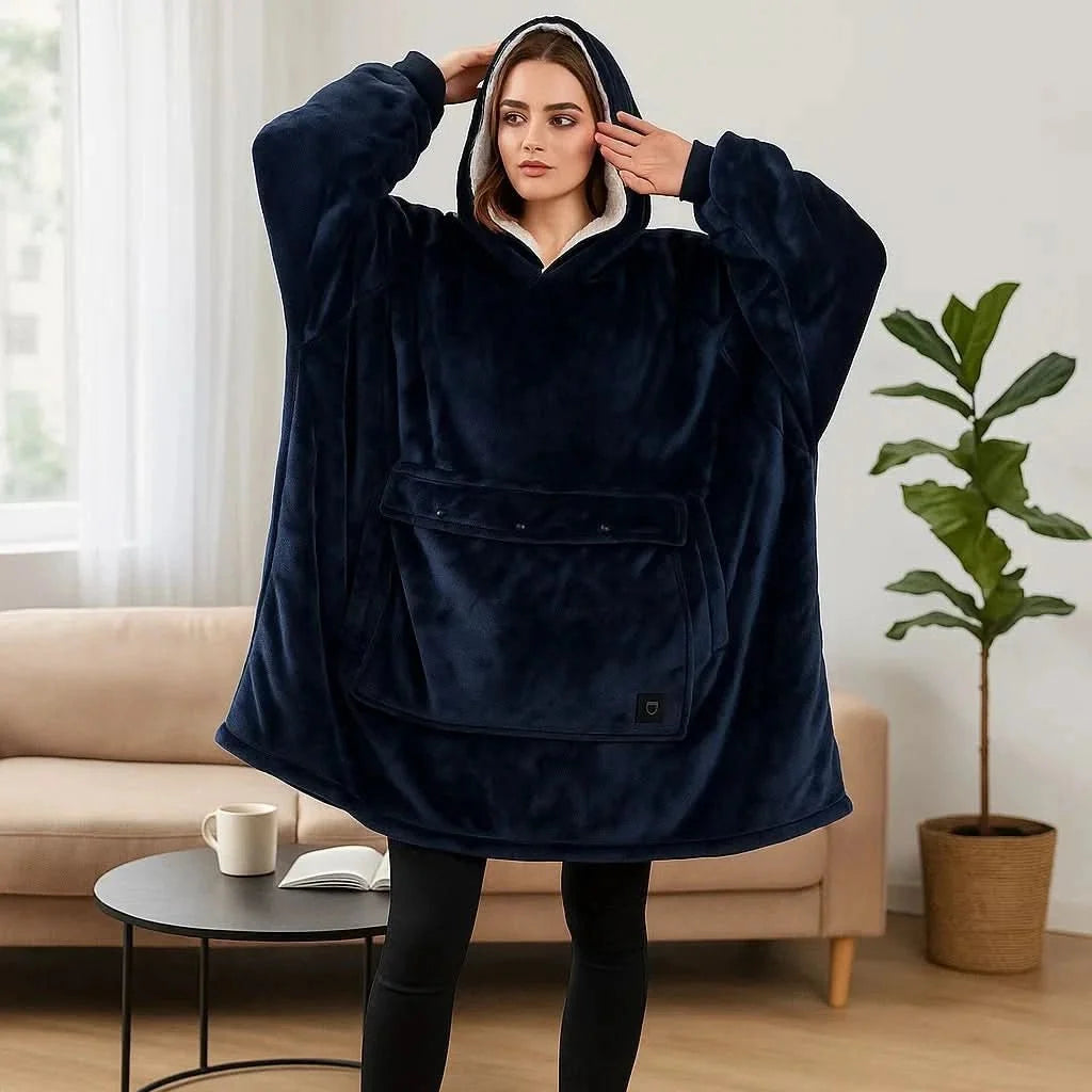 USB Heated Hoodie Blanket — Oversized One Size Fleece Wrap 24