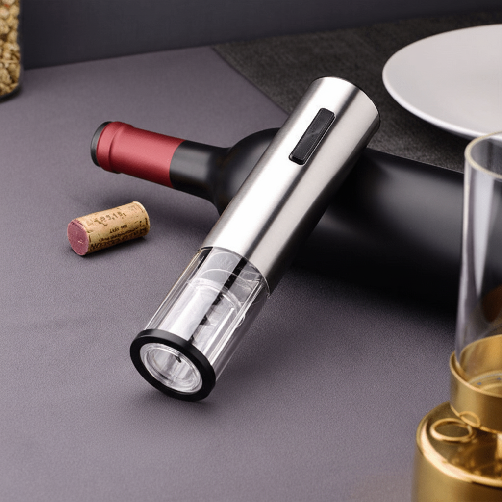 Electric Wine Opener 4-in-1 Set — Foil Cutter & Vacuum Stopper 4