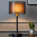 Vintage Table Lamp — Double Fabric Shade Warm Ambient LED 1