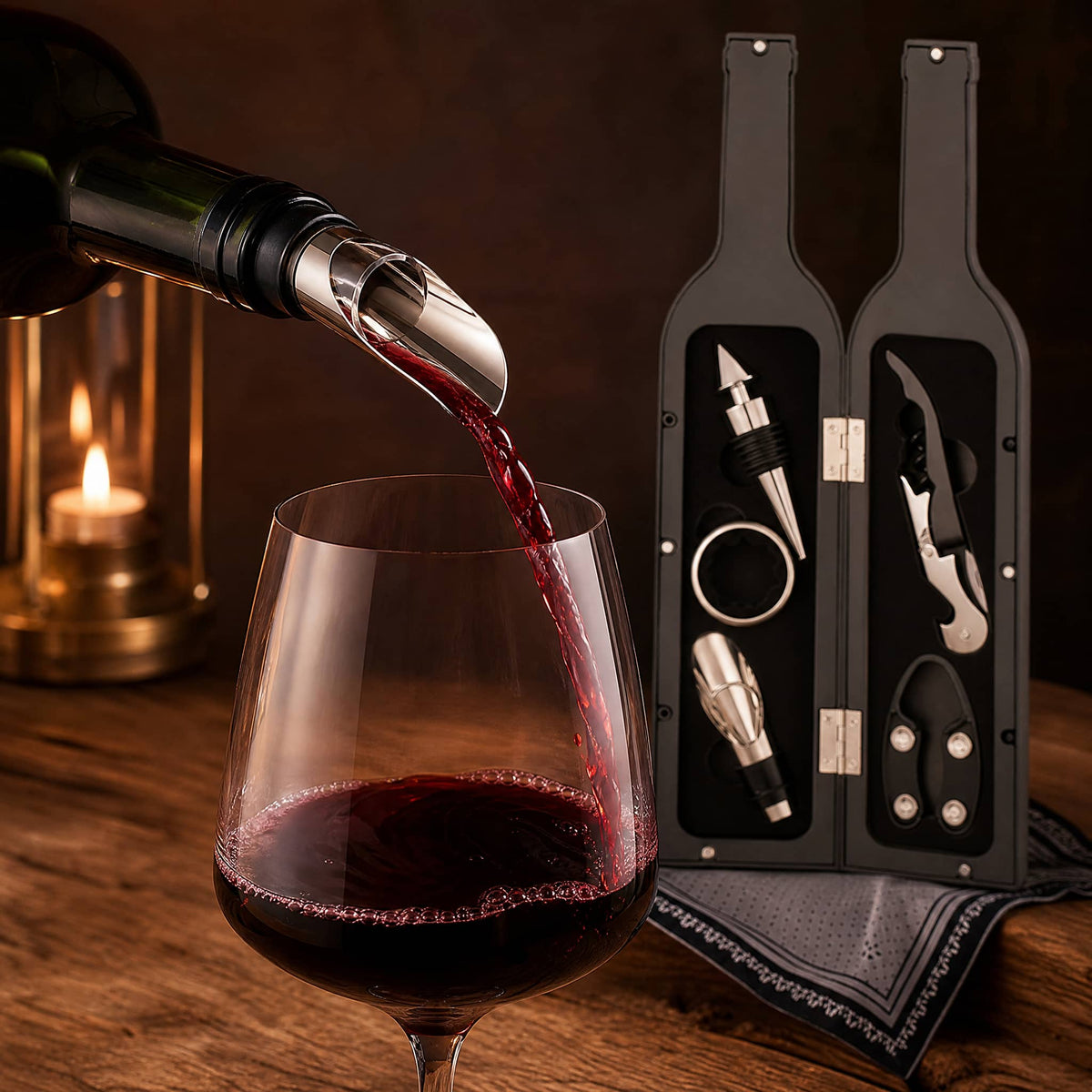 Wine Accessory Set — Bottle-Shaped Case with Corkscrew 4