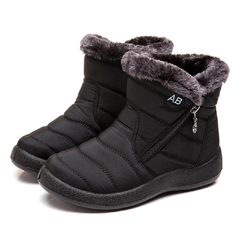 Women's Waterproof Plush Winter Boots — Warm Fleece Ankle 1