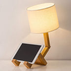 Wood Base Table Lamp with Fabric Shade — Adjustable Design 4