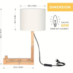 Wood Base Table Lamp with Fabric Shade — Adjustable Design 5