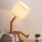 Wood Base Table Lamp with Fabric Shade — Adjustable Design 6
