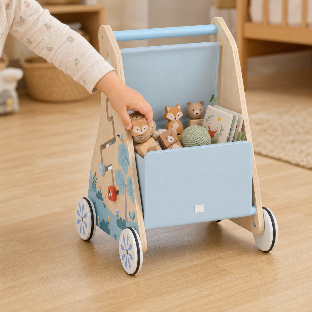 Wooden Baby Walker with Educational Activity Panel — Ages 1–3 4