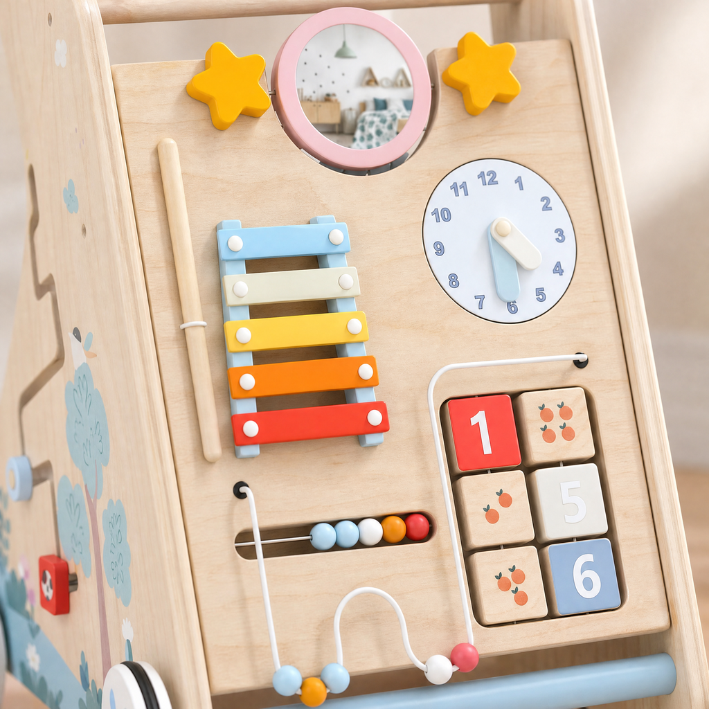Wooden Baby Walker with Educational Activity Panel — Ages 1–3 5