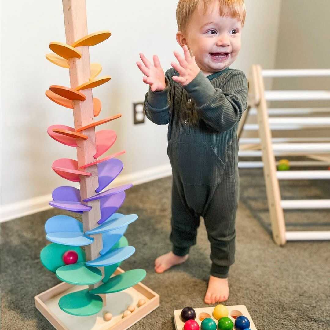 Wooden Rainbow Sound Tower — Sensory Educational Play Set 1