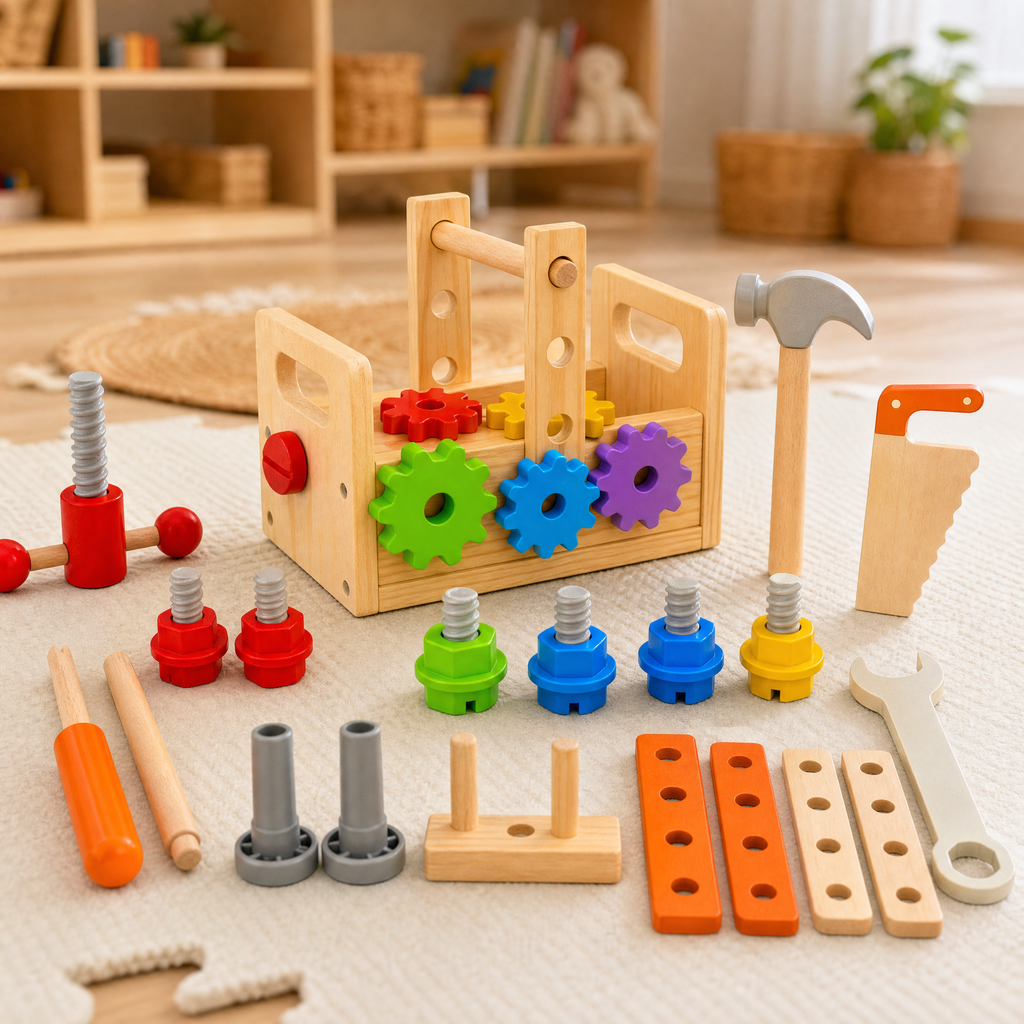 Wooden Toy Toolbox for Kids — 29-Piece Creative Play Set 1
