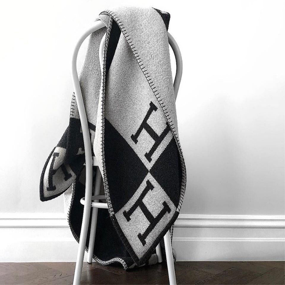 Wool-Cashmere Throw Blanket — Classic Check 55 x 67 in 13